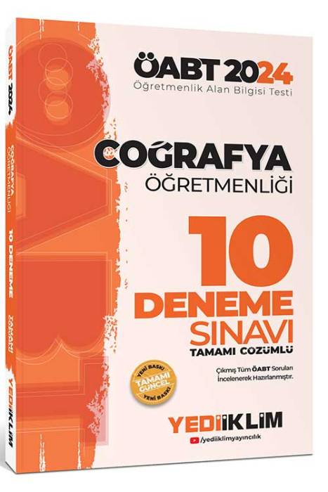 2024 ÖABT Coğrafya Öğretmenliği Tamamı Çözümlü 10 Deneme Yediiklim Yayınları 