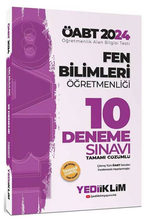 2024 ÖABT Fen Bilimleri Öğretmenliği Tamamı Video Çözümlü 10 Deneme Sınavı Yediiklim Yayınları