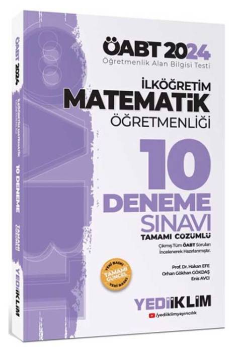 2024 ÖABT İlköğretim Matematik Öğretmenliği Tamamı Çözümlü 10 Deneme Sınavı Yediiklim Yayınları