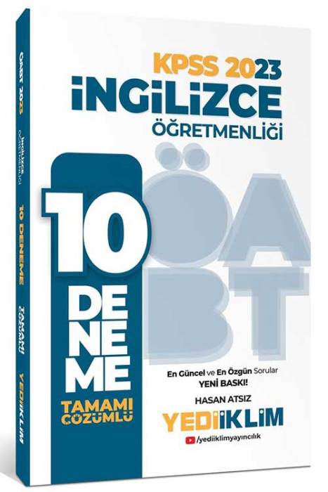 2023 ÖABT İngilizce Öğretmenliği Tamamı Çözümlü 10 Deneme Yediiklim Yayınları