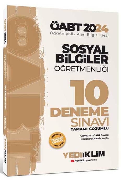 2024 ÖABT Sosyal Bilgiler Öğretmenliği Tamamı Çözümlü 10 Deneme Sınavı Yediiklim Yayınları