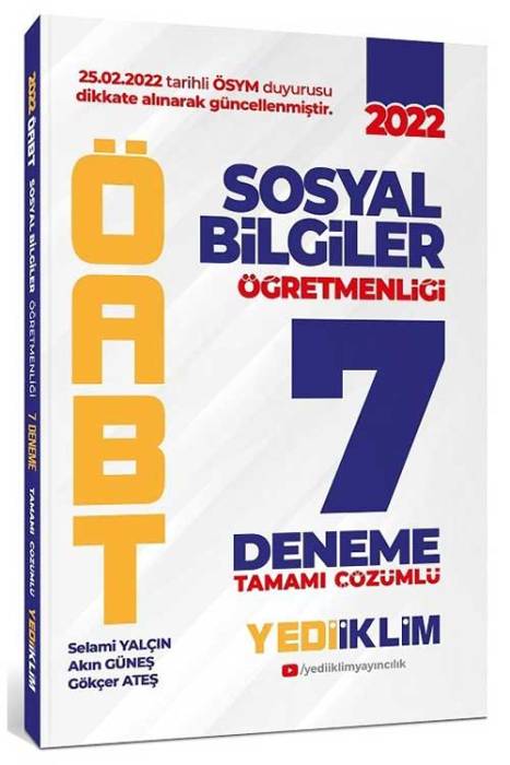 Yediiklim GÜNCEL MÜFREDAT 2022 ÖABT Sosyal Bilgiler Öğretmenliği 7 Deneme Çözümlü Yediiklim Yayınları