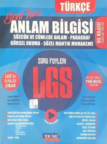 Yeni Tarz 8. Sınıf LGS Anlam Bilgisi Soru Föyleri Yeni Tarz Yayınları