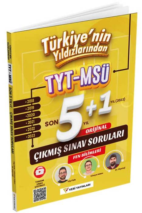 2024 TYT-MSÜ Fen Bilimleri Son 6 Yıl Video Çözümlü Orijinal Çıkmış Sorular ve Çözümleri Veri Yayınları