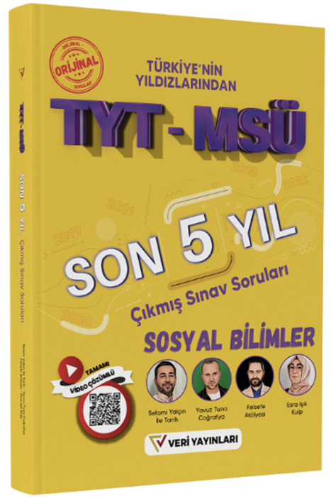 YKS TYT MSÜ Sosyal Bilimler Son 5 Yıl Çıkmış Sınav Soruları Veri Yayınları